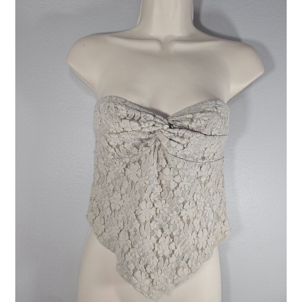 Vintage Y2K Beige Lace Handkerchief Hem Tube Top Size Medium Self Esteem